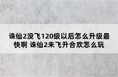 诛仙2没飞120级以后怎么升级最快啊 诛仙2未飞升合欢怎么玩